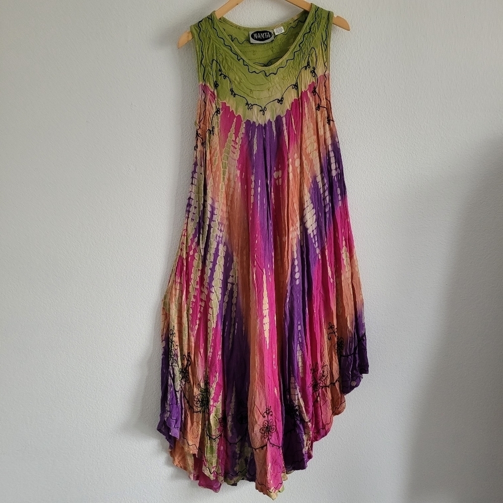 Vintage tie dye relax fit boho dress
